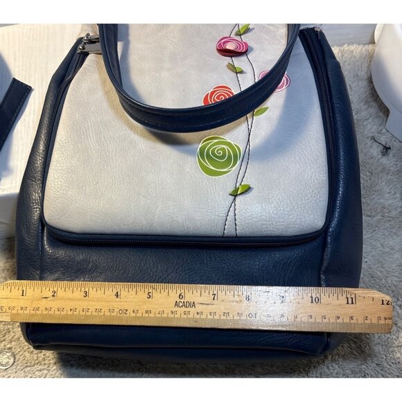 Espe Convertible Crossbody Backpack Purse Vegan Leather Floral Embroidered Zip - Picture 14 of 16
